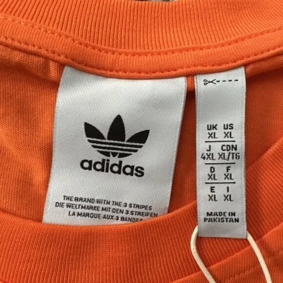 adidas Men's Trefoil Essentials Short Sleeve T-Shirt Orange Pull Over Size XL - Picture 5 of 10